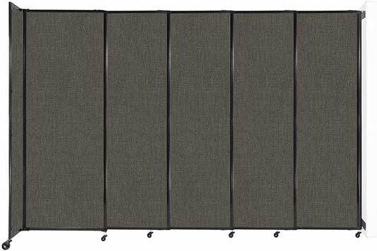 Wall-Mounted Sliding StraightWall Room Divider | Adjustable Widths | Locking Wheels | Room Separator | Up to 11'3" Wide x 7'6" Tall Mocha Fabric Panels