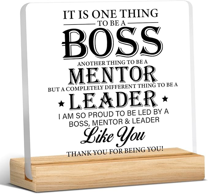 Zauly Best Boss Gifts, Acrylic Desk Sign, Modern Inspirational Decor, 4 x 4 Inches
