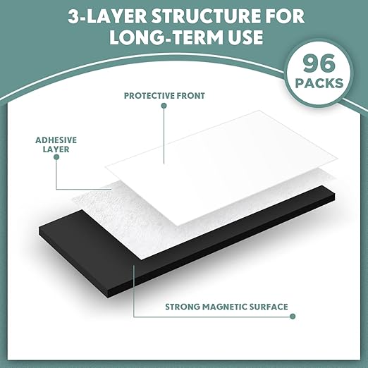 Macarrie 4 x 6 Adhesive Magnetic Sheets with Adhesive Backing Cuttable Magnetic Paper Stickers Flexible Peel and Stick for Picture Crafts Die Storage Photos(96 Pcs)