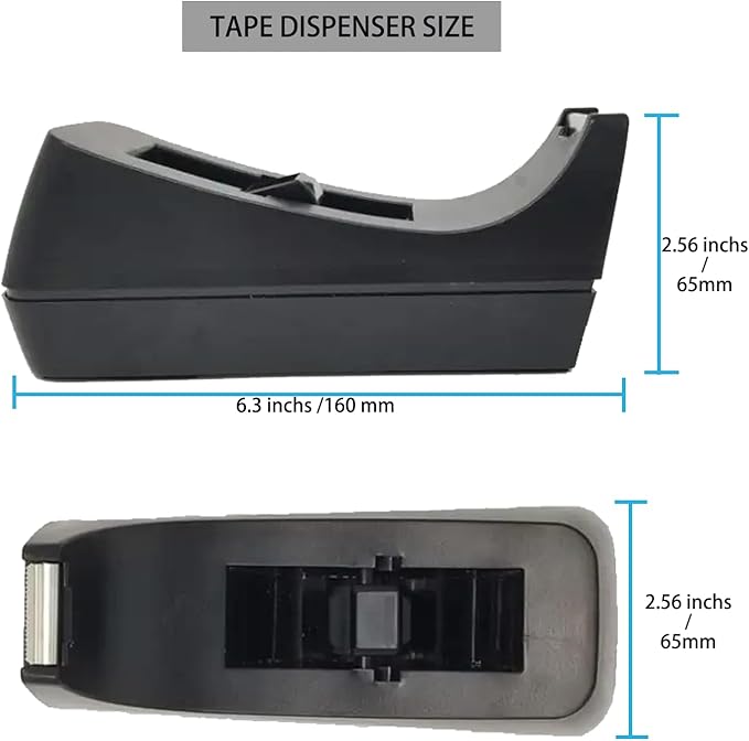 Transparent Tape with Dispenser 6 Pack Tape Dispensers Desk unweighted Non Skid Base Desktop Dispenser Bulk for Office Home School