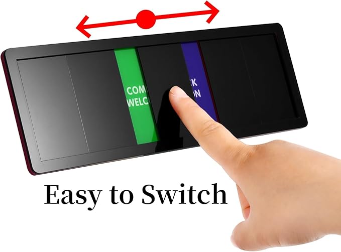 Kichwit Office Door Sign, Do Not Disturb, Out of Office, Come in Welcome, Working Remotely, In a Meeting, Back Soon, Privacy Sign for Offices or Home, 9.8" x 3.2", Black