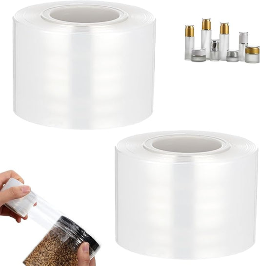 2 Rolls Mini Stretch Wrap for Bottles Jars Seals, Performance Heavy Duty Stretch Film 1.57In*1000ft Unheated Shrink Wrap Roll for Jars Bottles Cans Tin Lip Gloss
