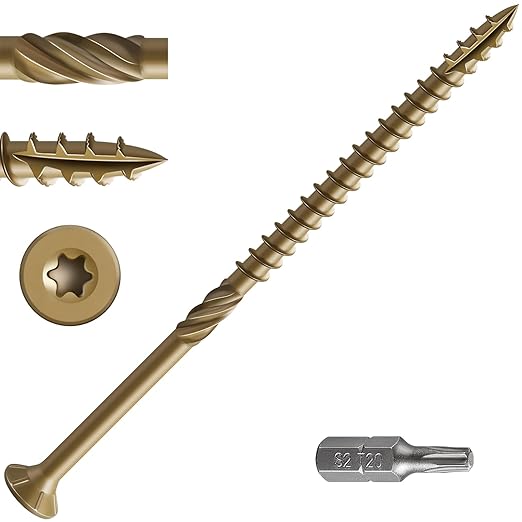 #14 * 8" Deck Screws, (95pcs) 5 lbs.Exterior Wood Screws, Rust Resistant Epoxy Coated, Bronze, T20 Star Bit