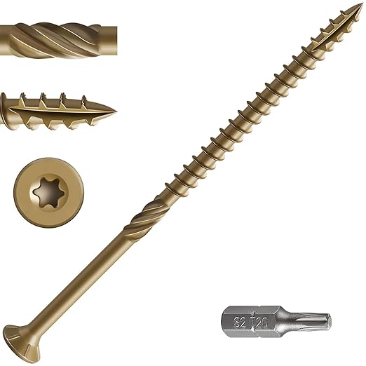 #10 * 4" Deck Screws, (800pcs) 15 lbs.Exterior Wood Screws, Rust Resistant epoxy Coated, Bronze, T25 Star Bit