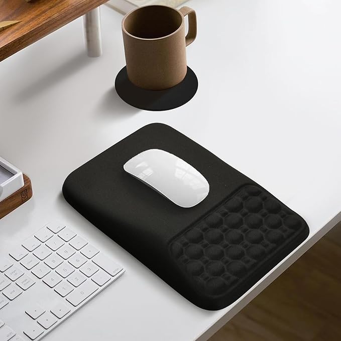 Ospelelf Mouse Pad with Wrist Rest Black Ergonomic Comfortable Pain Relief Mousepad Wrist Support for Laptop Computer