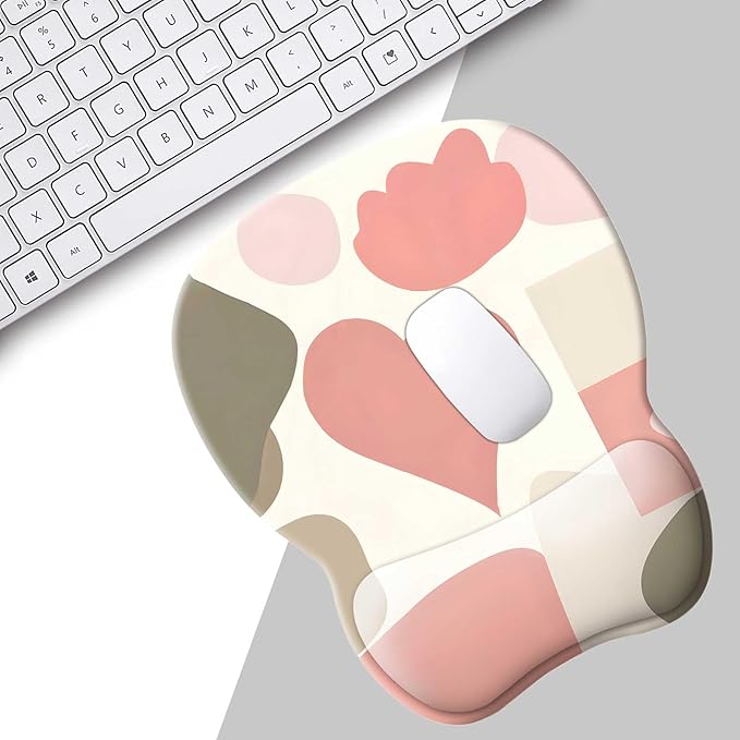Ergonomic Gel Mouse Pad with Wrist Rest | Comfortable Computer Mouse Pad for Laptop | Pink Rose Mousepad