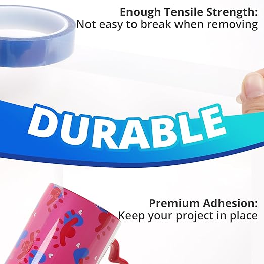 HTVRONT Heat Tape for Sublimation, 4 Rolls 10mm x33m 108ft Heat Resistant Tape for Heat Press, Heat Transfer Tape Thermal Tape for Electronics & Heat Vinyl Press Tape No Residue(Blue)