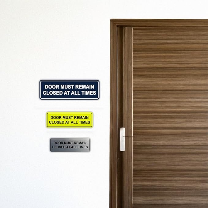 Signs ByLITA Standard Door Must Remain Closed At All Times Sign (Light Grey/Burgundy) - Small 1 Pack