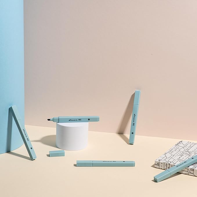 DIVERSEBEE Bible Highlighters with Soft Chisel Tip, 5 Pack Single Color Pens No Bleed, Quick Dry, Cute Aesthetic Markers for Bible Study Journaling Supplies (Blue)