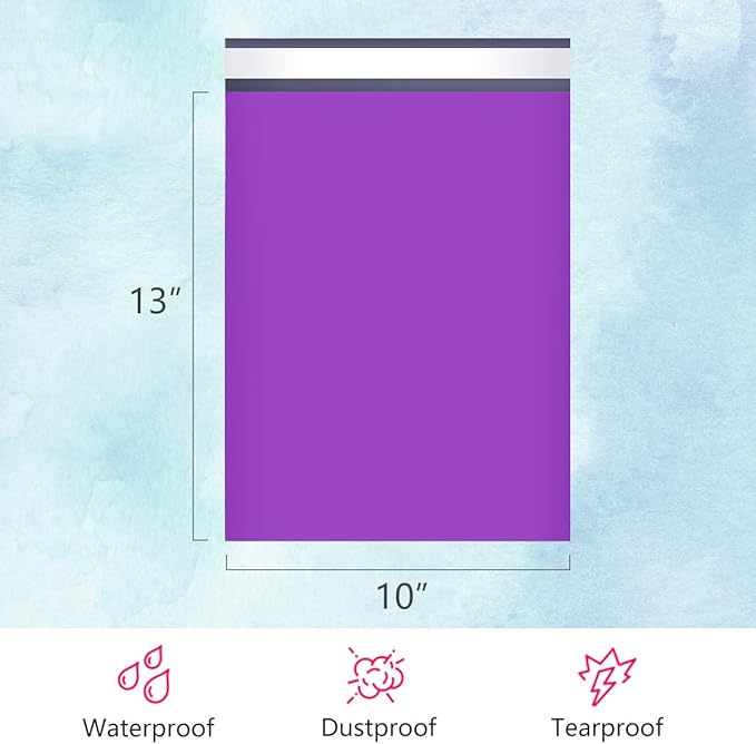 UCGOU Poly Mailers 10x13 Inch Purple 200 Pack Shipping Bags #4 Strong Mailing Envelopes Boutique Packaging Postal Self Seal Adhesive Waterproof and Tear Proof Small Business for Clothes Books