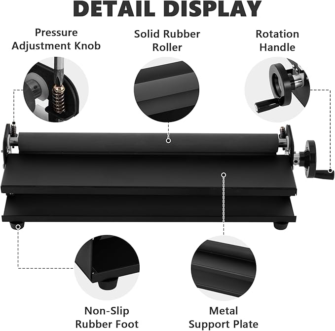 MXBAOHENG 13.8 inches Manual Cold Laminator, 350MM Portable Hand-cranked Cold Press Laminator, 2mm Laminating Thickness, for Individual, Office and School
