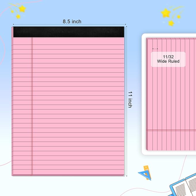3 pcs Legal Pads 8.5 x 11 Note Pads, Colored Legal Notepads 8.5 x 11, Notebook Wide Ruled Paper, Micro Perforated Writing Pad, Pad of Paper for Office Home School, 30 Sheets/Pack