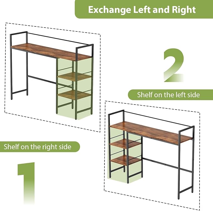 Desk Shelf, 38.5 Inch Desk Hutch for Computer Monitor, Computer Desktop Bookshelf Storage Rack Adjustable Desk Hutch Top Only, 3 Tier Desk Organizer Shelf for Office Home, Rustic