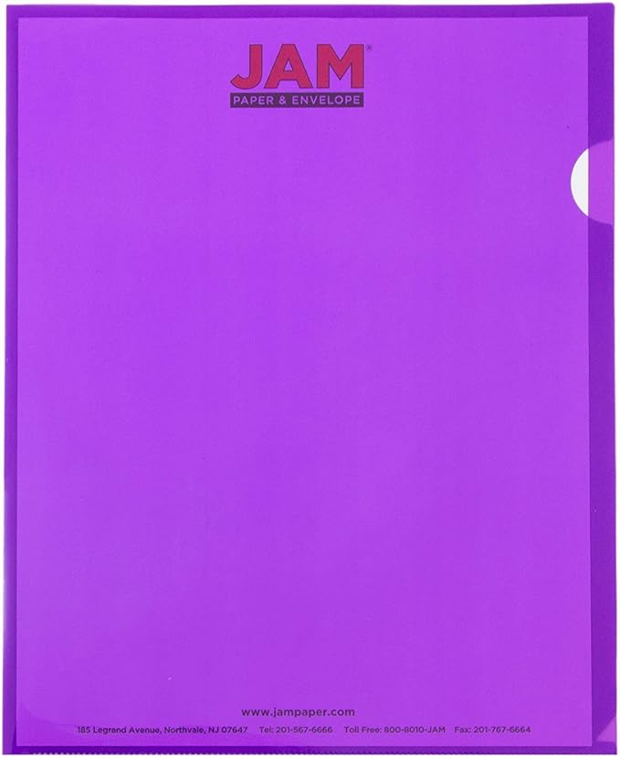 JAM PAPER Plastic Sleeves - Letter Size - 9 x 11 1/2 - Purple Project Pockets - 120 Bulk Page Protectors/Pack