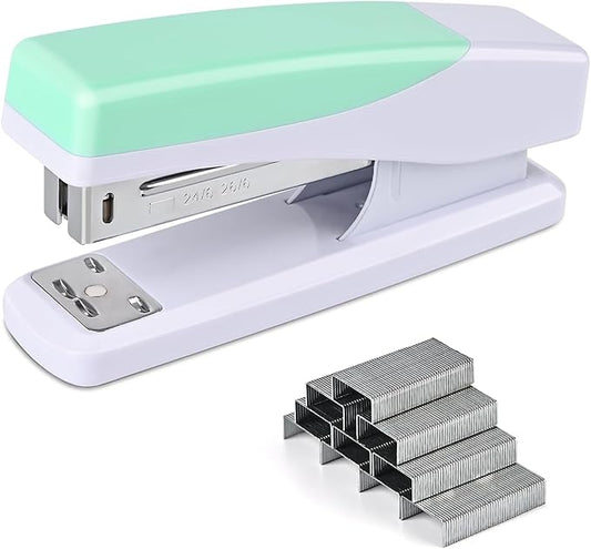 Temiary Morandi Desktop Stapler with 400 Standard Staples, 25 Sheet Capacity, Jam Free, No Effort Staplers for Classroom Office (Green)