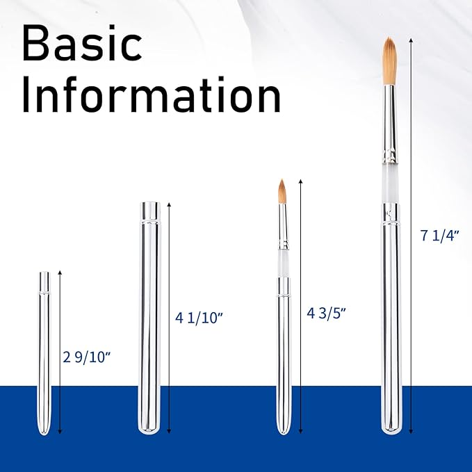 Falling in Art Travel Brush Set- 2PCS Synthetic Kolinsky Hair Round Portable Artist Paintbrushes with Protective Pouch for Watercolor,Gouache, Acrylic Paints Silver