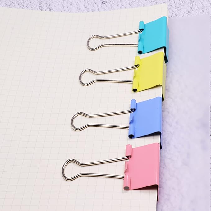 2 Inch Extra Large Binder Clips (24 Pack), Assorted Colors, Colored Jumbo Paper Clips, Big Paper Clamps, Binder Clips Large Size for Home, School and Office Supplies