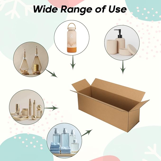 CRUGLA 40 Packs 12x4x4 Shipping Boxes for Small Business, Corrugated Cardboard Boxes Bulk for Shipping Packing Mailing