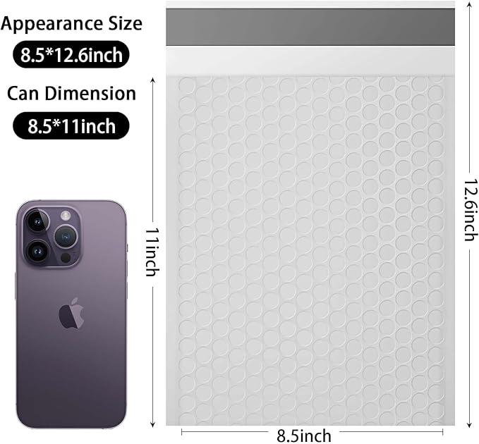 packbabol Bubble Mailers, 8.5x11 Inch Poly Padded Bubble Mailers Pack of 50 Bubble Envelopes Opaque Self Seal Adhesive Waterproof Bags for Shipping and Packaging (White)