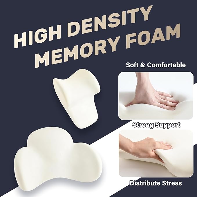 Coverado Lumbar Support and Car Neck Pillow, Ergonomic Memory Foam Desk Chair Cushion and Headrest Pillow for Car Office Chair, Sciatica & Neck & Tailbone Cushion-Black&Gray