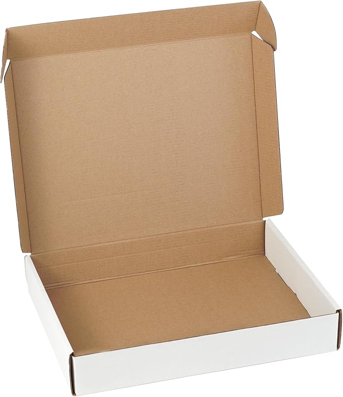 12"x9"x2" Shipping Boxes Set of 1, White Corrugated Cardboard Box Literature Mailer