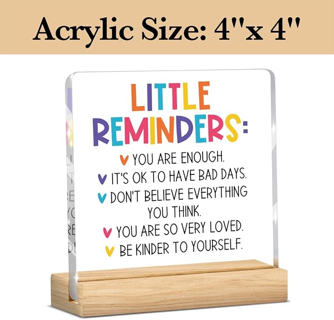 Inspirational Office Desk Decor, Motivational Employee Appreciation Gifts, Inspirational Gifts for Women, Room Decor for Teen Girls, Acrylic Sign With Wooden Stand for Office Desk Table Shelf