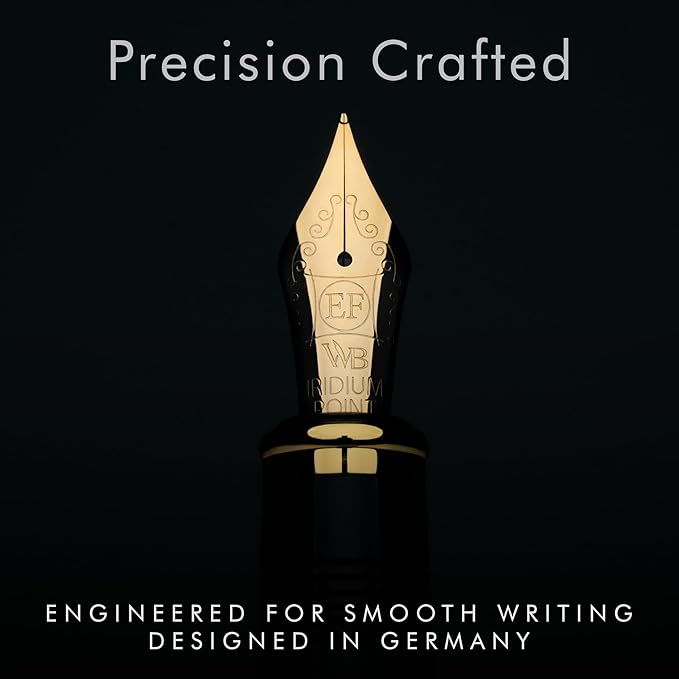 Wordsworth & Black Majesti Fountain Pen-(Red), Luxury Case, 24K Gold Finish; 18K Gilded Extra Fine Nib- Ink Cartridges, Refillable Ink Converter-Calligraphy Pen-Best Business Gift Set for Men & Women