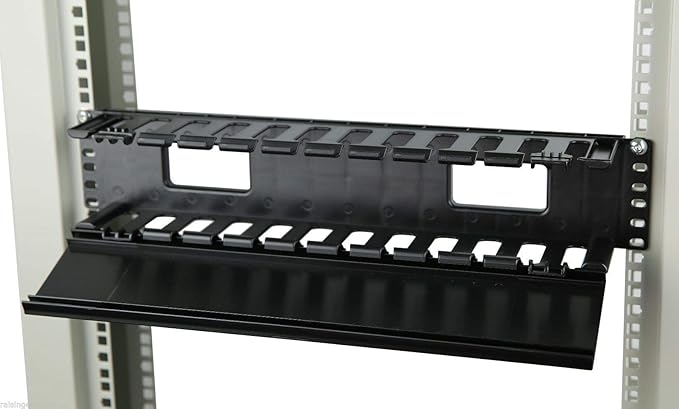Raising Electronics 19 Inch 2U Rack Mount Cable Management Unit 12 Slots with Panel Plastic