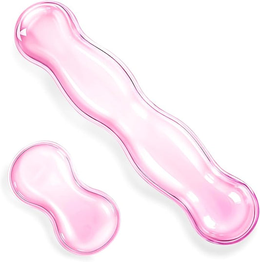 Ergonomic Gel Wrist Rest Set Anti Slip Silicone Keyboard and Mouse Pad Clear Pink Keyboard Support for Office Typing or Gaming, Relieve Wrist Pain