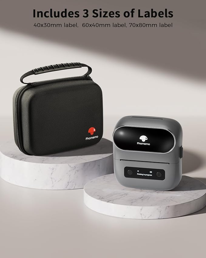 Phomemo Label Printer, M220 Thermal Bluetooth Barcode Label Maker, for Home, Office, School, Compatible with Phone & Laptop