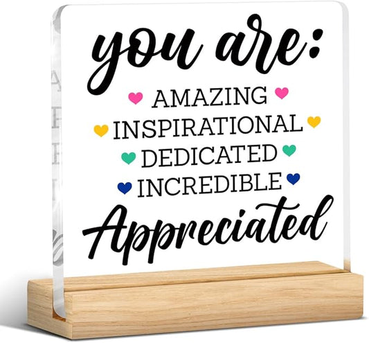 Appreciation Gifts for Men Women, Thank You Gifts for Mentor Leader Coach Boss Colleague, Acrylic Desk Sign Decor