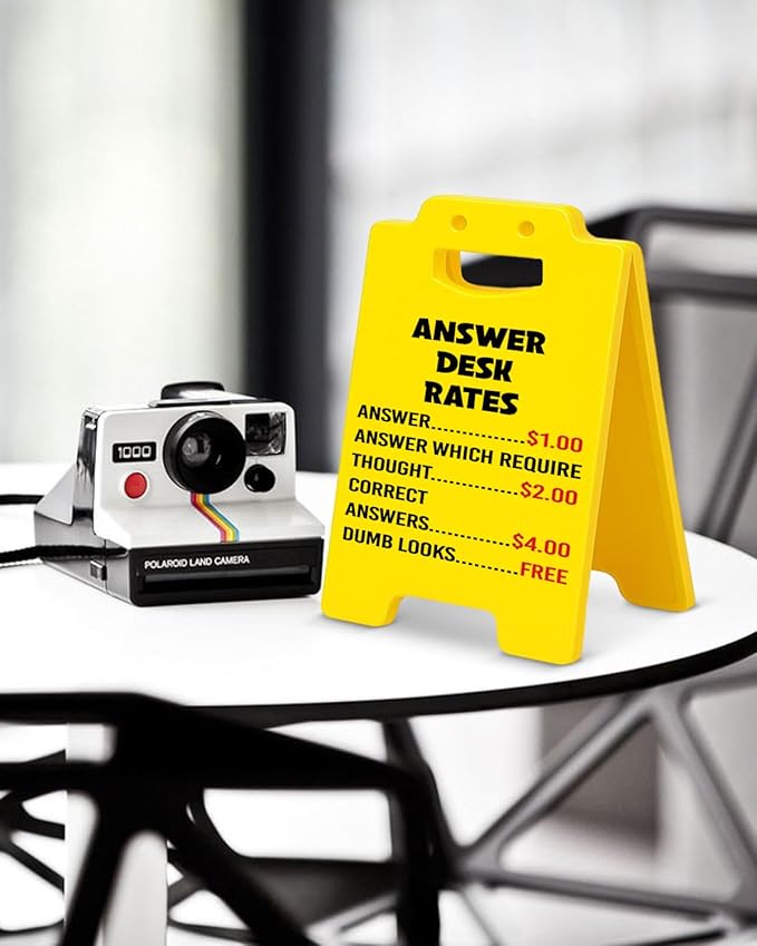 Answer Desk Rates Sign, Funny Office Desk Sign Office Cubicle Decor Fun Gag Gift for Coworker Teammate Boss Leader