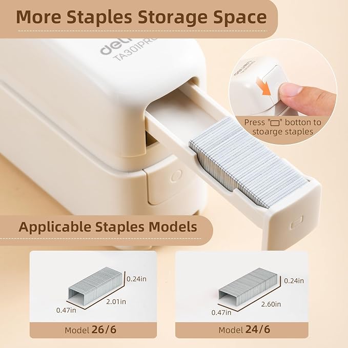 deli Stapler, Desktop Staplers with Integrated Staple Remover, 45 Sheet Capacity Office Stapler, 2 Pack, White