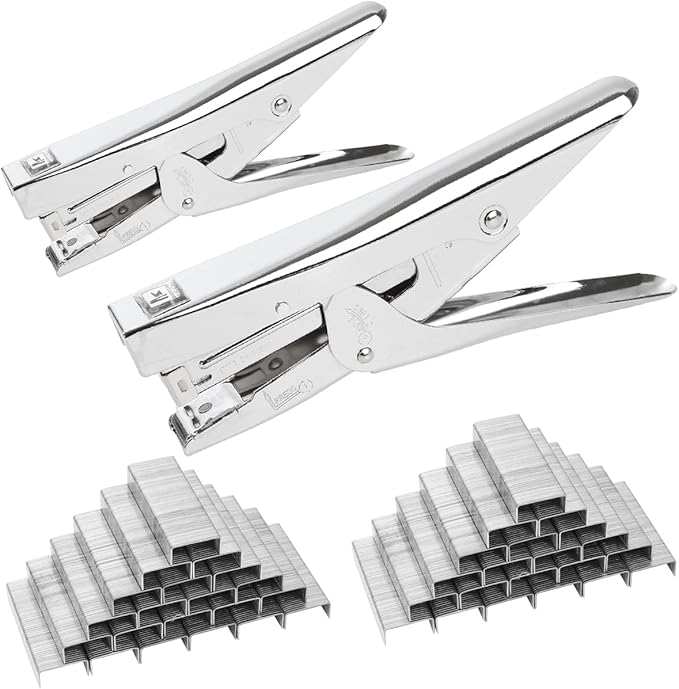 2 PCS Heavy Duty Stapler with 4000 Staples, Plier Stapler 25 Sheets Capacity Metal Desktop Staplers, Hand Held Save Effort Stapler Pliers