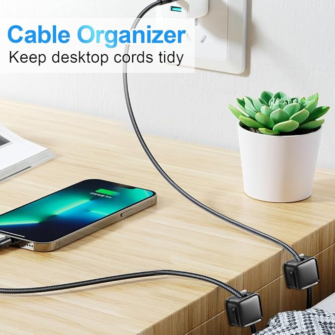 18 Pack Cord Organizer Holder,Magnetic Cable Clips Management, Easy Adhesive Phone USB Charger Cord Keeper, Hide Or Organize Desk Cable for Kitchen, Office, Car, Nightstand （Black）