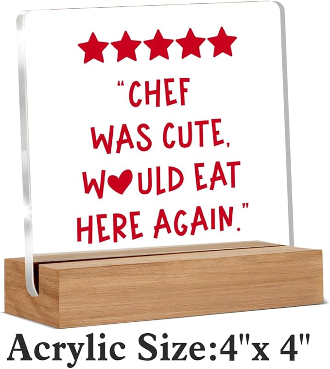 Funny Chef Gifts for Women Men, Cute Kitchen Gifts for Chef, Would Eat Here Again Home Kitchen Decorative Signs Plaque for Desk