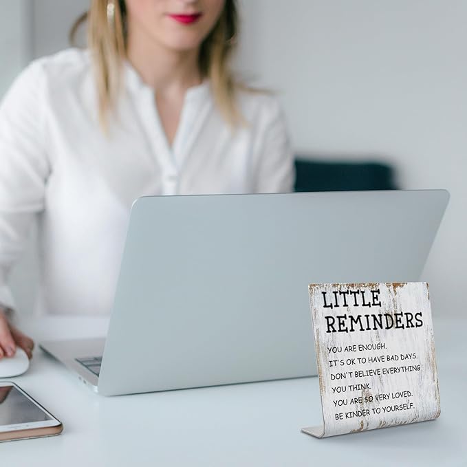 Little Reminders Definition Office Decor Sign Plaque,Positivity Recovery Self Care Encourage Gift,Mental Health Gift for Coworker Women men,Cheer Up Gifts For Best Friend XUV90