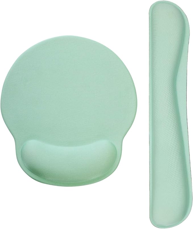 Ergonomic Keyboard Mouse Pad Wrist Rest Support Set for Laptop/Computer/Desktop,Memory Foam Hand Rest Wrist Cushion for Gaming/Office,Lightweight Comfortable & Pain Relief (Light Green)