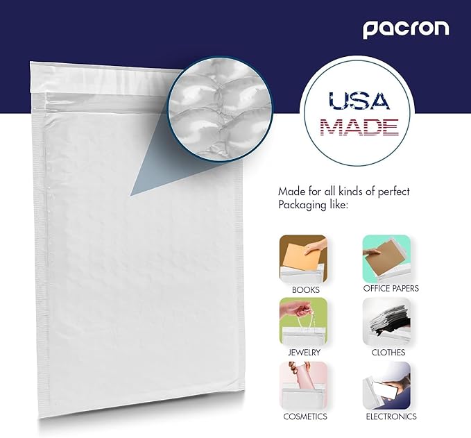 500-Pack Waterproof Poly Bubble Mailers 4 x 8 - Thick, Durable, Instant Seal Envelopes with Strong Adhesive - Protective Shipping Mailers for Jewelry, Cosmetics, SD Cards, USB Cables