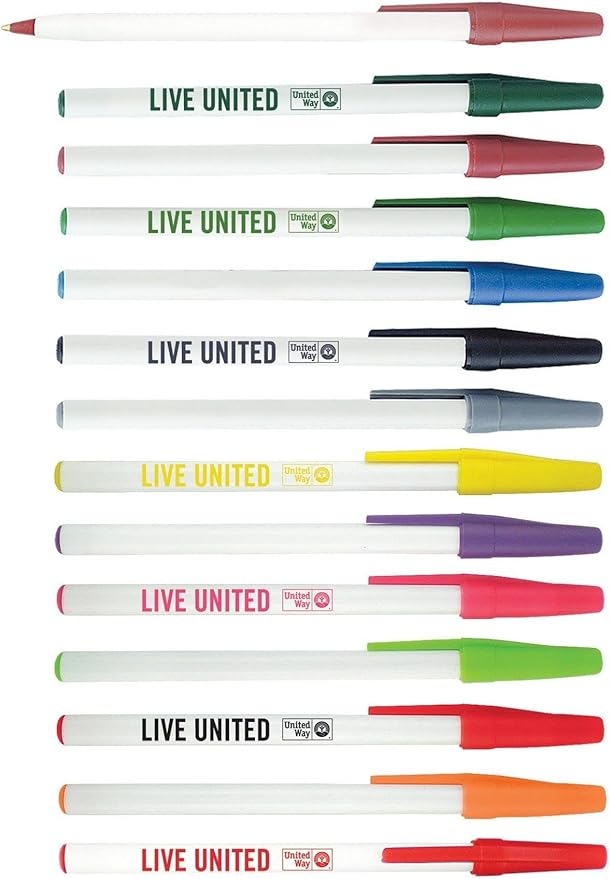 Personalized Stick Pens With your Custom Logo or Text-500 Pack Bulk-for Businesses, Parties, and Events, Custom Printed Slim Ballpoint Pens with Cap, Lime Green, Black Ink