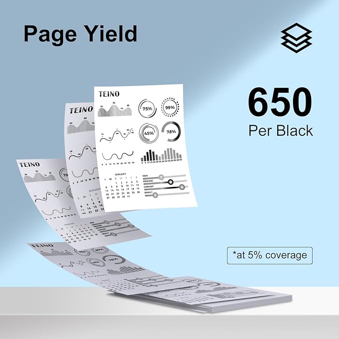 TEINO 63XL 63 Black Ink Cartridge for HP Printers Remanufactured Replacement for HP Ink 63 63XL Ink Cartridge Combo Pack Work with 4520 3830 4650 5200 5255 5258 4512 1112 2132 (2 Black)