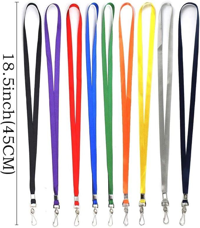 Blue Lanyards 100 Pcs Lanyard for Id Badges Flat Lanyard with Badge Clip with J-Hook