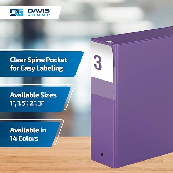 Premium Economy 6-Pack 3-Ring Binders for School or Office, Round-Ring Binders, 3 Inch, Purple