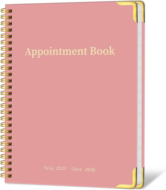 Appointment Planner 2025-2026 - Daily Hourly Schedule Planner from 7am - 10 pm, Weekly & Monthly Hourly Appointment Calendar from July 2025 - June 2026, 9" x 11"-Pink