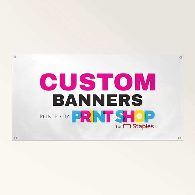Staples Custom Scrim Vinyl Banner - 96W" x 36L" Quote Banner with 4 Grommets - Durable Outdoor Sign for Events, Promotions, and Business Advertising (Dark)
