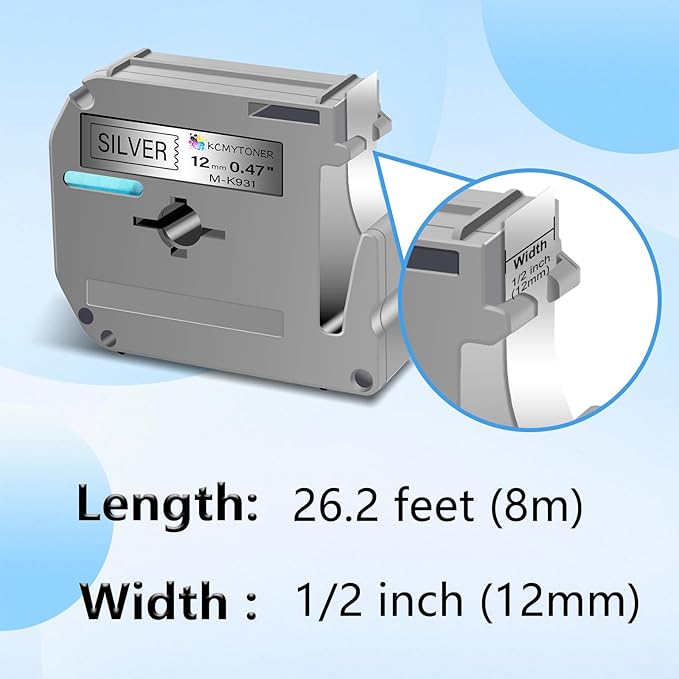 3 Pack Compatible for Brother P-Touch M Tape M931 MK931 M-K931 M-K931S 12mm 0.47 Inch Black on Silver Label Maker Tape for PT-70BMH PT-70DIY PT-70HK PT-70HOL PT-70HOT PT-70SP
