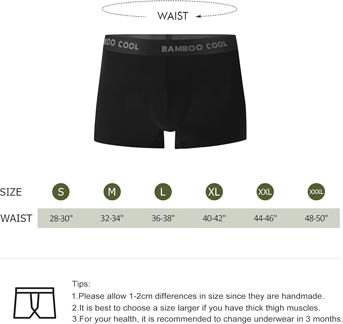 BAMBOO COOL Men's Ultra Breathable Underwear,No Riding Up Boxer Briefs with ComfortFlexible Waistband,Multipack