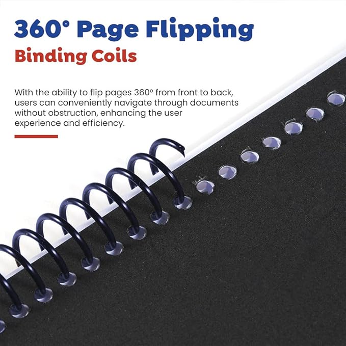 TruBind 13mm (1/2 in.) Spiral Binding Coils for Reports, Presentations and Proposals | 4:1 Pitch | 12 in. Length | Navy | 105 Sheets Binding Capacity | 100 Pack
