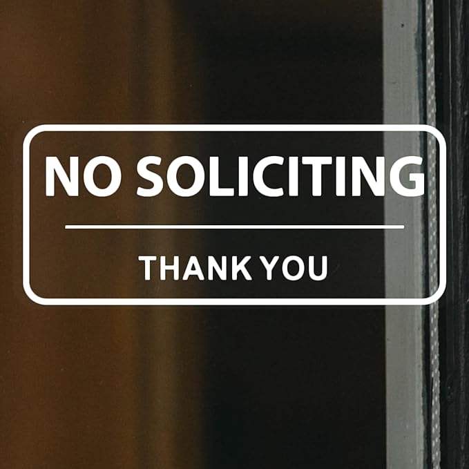 No Soliciting Sign for House Business Sign 3x7 Inch for Front Door Window Sticker Home Office Waterproof UV Proof Vinyl Transparent Decal 5 Pack