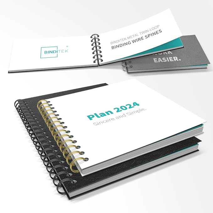 Binditek 100 Pack Double Loop Wire Binding Spines, 7/16Inch Binding Wire for Letter Size, 3:1 Pitch, 80 Sheet Capacity, 32-Loop, Black, for Students and Coworkers